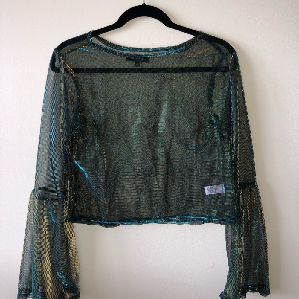 Pacsun LA Hearts Green/Gold Shear Sparkly Top